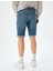 Katlamalı Paça Bermuda Slim Fit Jean Şort 4