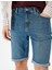 Katlamalı Paça Bermuda Slim Fit Jean Şort 5