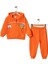 Nakışlı Kapşonlu Hırkalı Eşofman Takım Oranj 1