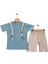 Baskılı Tshırt Şort Takım Mavi 1