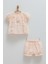 Lıttle Gırl Ön Nakışlı Bluz Şort Takım Somon 1
