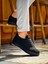 J101 Bağcıklı Ortopedik Taban Triko Erkek Spor Sneaker Ayakkabı St Siyah 1