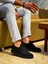 J101 Bağcıklı Ortopedik Taban Triko Erkek Spor Sneaker Ayakkabı St Siyah 2