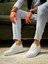 J101 Bağcıklı Ortopedik Taban Triko Erkek Spor Sneaker Ayakkabı Bt Beyaz 1