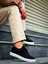 J101 Bağcıklı Ortopedik Taban Triko Erkek Spor Sneaker Ayakkabı Bt Siyah 1
