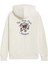 Slogan Fleurs Nakışlı Krema Renk 100% Pamuk Kadın Kapüşonlu Hoodie 1