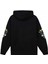 Çiçek Desenli Erkek Kapüşonlu Sweatshirt - %100 Pamuk, Siyah 2