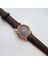 Retro Kadın Kol Saati, Vintage Minimal, Rose Gold Renk, Çizgili Kadran, Koyukahverengi Kordon 5