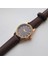 Retro Kadın Kol Saati, Vintage Minimal, Rose Gold Renk, Çizgili Kadran, Koyukahverengi Kordon 6