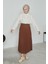 Kadın Soley Pilise Detaylı Yazlık Uzun Tesettür Etek-Kahve 2