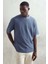Milton Mavi Waffle T-Shirt - Oversized Fit ve Rahat Kesim ile Şıklığı Yakalayın 3