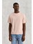 Dean T-Shirt - Tekstil Dokulu Pembe, %100 Organik Pamuklu, Rahat Kesim 1