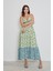 Kadın Etnik Desenli Yazlık Viskon Ip Askılı Elbise Yeşil 2