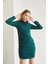 Ön Büzgülü Elbise-Yeşil 3