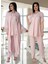 Dvina Effortt Lohusa Dantelli Sabahlıklı Pijama Takımı Pembe - 5034 1