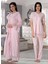 Dvina Effortt Lohusa Dantelli Sabahlıklı Pijama Takımı Pembe - 5044 1