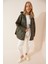 Kapüşonlu Kapitone Oversize Mont LFN0002 YEŞİL 3