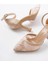 K-404 Bej Fileli Çiçek Detaylı Kadın Topuklu Ayakkabı 5