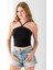 Kadın Çapraz Askılı Dantel Detaylı Crop Body Siyah - MS0000309 3