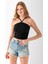 Kadın Çapraz Askılı Dantel Detaylı Crop Body Siyah - MS0000309 5