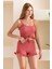 Kadın Askılı Şortlu Kaşkorse Pijama Takımı Gül - 8034 2