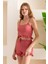Kadın Askılı Şortlu Kaşkorse Pijama Takımı Gül - 8034 4
