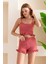 Kadın Askılı Şortlu Kaşkorse Pijama Takımı Gül - 8034 5
