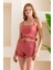 Kadın Askılı Şortlu Kaşkorse Pijama Takımı Gül - 8034 6