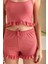 Kadın Askılı Şortlu Kaşkorse Pijama Takımı Gül - 8034 7