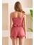Kadın Askılı Şortlu Kaşkorse Pijama Takımı Gül - 8034 8