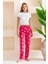 Kadın Beli Lastikli Çilek Desenli Pamuklu Pijama Altı Fuşya - 2055 2