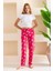 Kadın Beli Lastikli Çilek Desenli Pamuklu Pijama Altı Fuşya - 2055 4