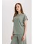 Regular Fit Bisiklet Yaka Bürümcük Kısa Kollu Tişört D3198AX25SP 4
