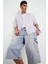 Relax Fit Apaş Yaka Baskılı Dokuma Çizgili Kısa Kollu Gömlek F5746AX25AU 2