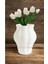 Gözdehobi Stoneware El Yapımı Yapay Çiçek Vazo Beyaz Hediyelik 1