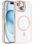 iPhone 15 Kılıf Standlı ve Kamera Lens Hediyeli M-Safe Şarj Özellikli Blt Etro Kapak - Pembe 1