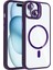 iPhone 15 Kılıf Standlı ve Kamera Lens Hediyeli M-Safe Şarj Özellikli Blt Etro Kapak - Derin Mor 1