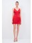 V Yaka Mini Elbise Kirmizi 12445475000 1