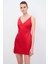 V Yaka Mini Elbise Kirmizi 12445475000 2