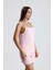 Kadın Dikey Çizgili Ip Askılı Mini Şort Takım | Pembe 5
