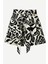 Kadın Kuşaklı Siyah Beyaz Çiçek Desenli Mini Etek – Yazlık Rahat & Şık Günlük Kombin Parçası 6