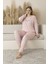 Kadın Yazlık Puantiyeli Uzun Kollu Viskon Battal Pijama Takımı 2