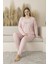 Kadın Yazlık Puantiyeli Uzun Kollu Viskon Battal Pijama Takımı 4