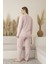 Kadın Yazlık Puantiyeli Uzun Kollu Viskon Battal Pijama Takımı 5