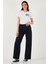 Pamuklu Standart Fit Yüksek Bel Geniş Paça Pantolon Bayan Pantolon 668YP5344 1
