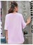 Maloçbey Lila Renk Baskılı Oversize Unisex Basic O Yaka T-Shirt 2
