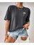 Malkoçbey Cep Detay Baskılı Oversize Unisex Basic T-Shirt 1