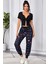 Kadın Siyah Çift Fermuarlı Yarım Kol Crop Top Bluz 3