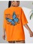Malkoçbey Mavi Sırt Kelebek Baskılı Oversize Unisex Basic T-Shirt 1