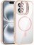 iPhone 16 Plus Kılıf Standlı ve Kamera Lens Hediyeli M-Safe Şarj Özellikli Sah Etro Kapak - Pembe 1
